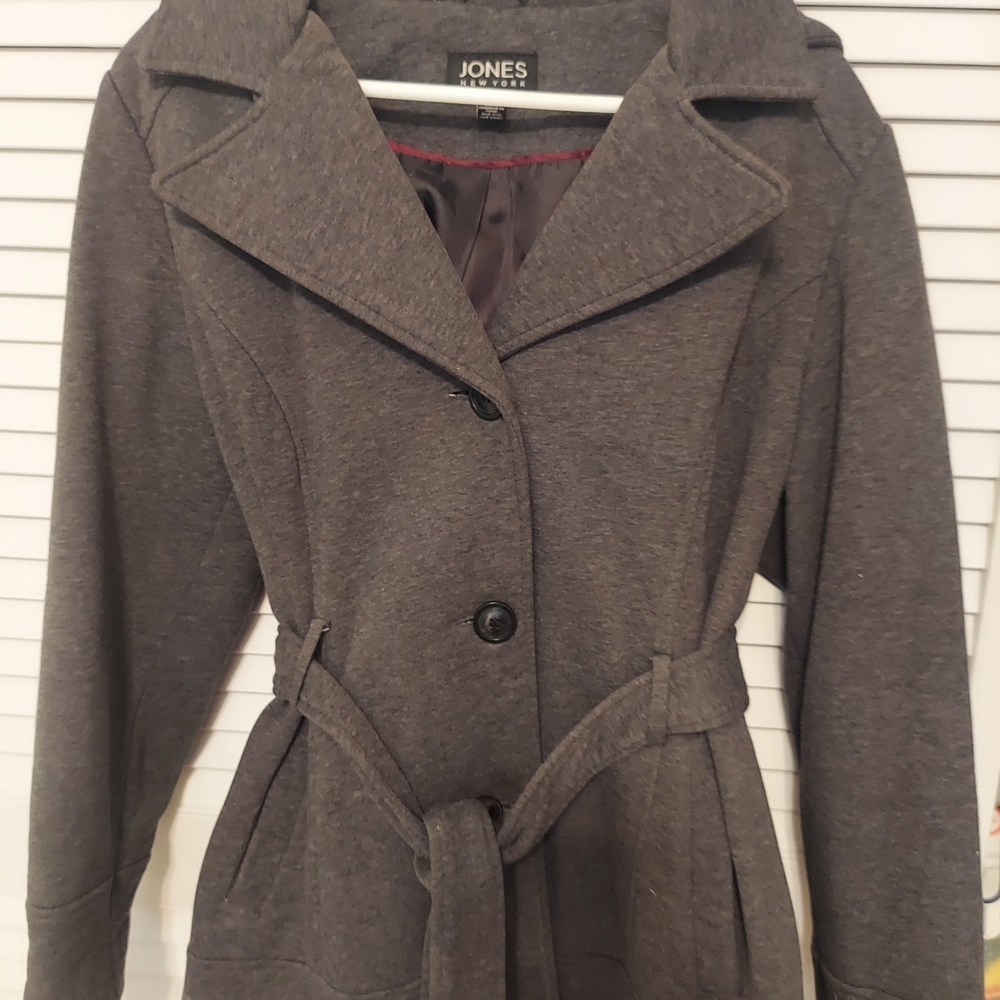 Jones New York Women's Gray Belted Coat